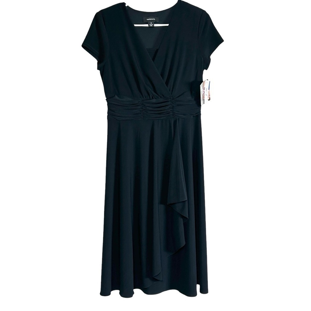 NWT R & M Richards Womens Black V Elegant Stretchy Midi Dress Size 10